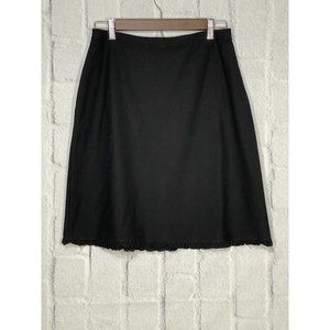 Eileen Fisher Black Ruffle Hem Skirt Size XS Stretch Pull On‎ S1222M Made In USA